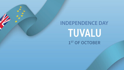 Tuvalu Independence Day Ribbon Celebration Banner Design