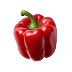 Fresh Red Bell Pepper with Green Stem Isolated on Transparent Background