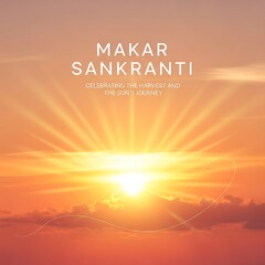 Makar sankranti celebration with vibrant sunset