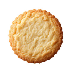 Round Golden Butter Cookie Top View Isolated on Transparent Background