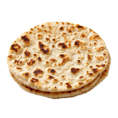 Stack of Freshly Baked Flatbreads Top View Isolated on Transparent Background