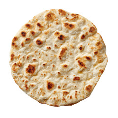 Freshly Baked Round Flatbread Top View Isolated on Transparent Background