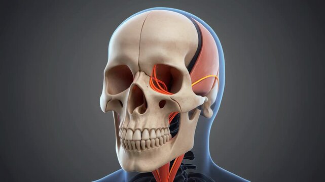 3D Human Skull and Pterion Anatomy Animation