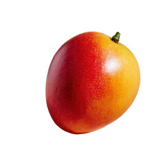 Fresh Ripe Mango Fruit with Red and Yellow Skin Isolated on Transparent Background