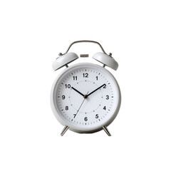 Classic White Twin Bell Alarm Clock Isolated on Transparent Background