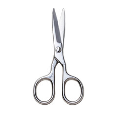 Classic Silver Metal Scissors Standing Vertically Isolated on Transparent Background