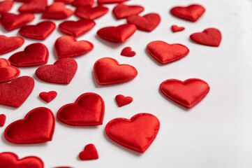 red hearts on a white background