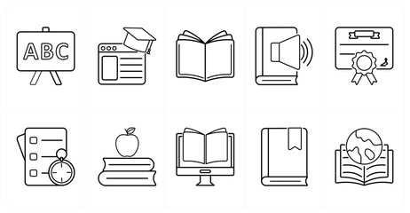 Fototapeta premium A set of 10 mix icons as board, education website, open book