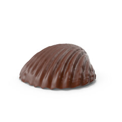 Gourmet Chocolate Seashell Praline Candy Isolated On Neutral Simple Background Macro