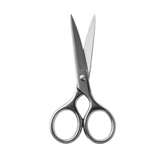 Small Metal Grooming Scissors Open Front View Isolated on Transparent Background