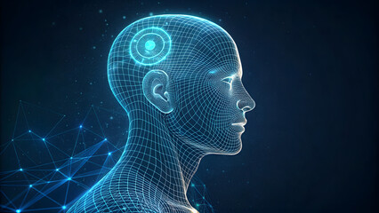 Abstract Human Head with Neural Network Connections