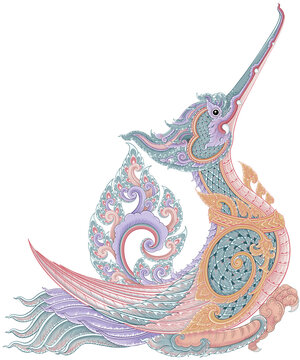 Illustration of Hongsa Bird Figure from Thai Mythology Perfect for cultural designs