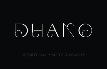Dhano - Modern Geometric Creative Style Font, For Logos, Fashion, Movie, Editing, Creative Logo, Vector