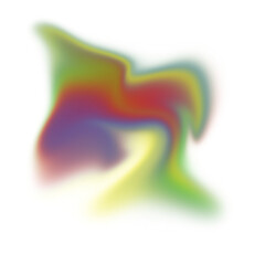 Rainbow gradient abstract fluid form with dynamic color motion on transparent background