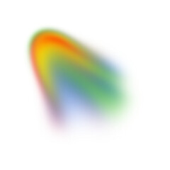 Abstract colorful blob shape with rainbow gradient and glitch effect, isolated on transparent background