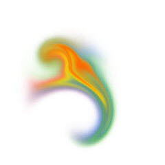 Abstract rainbow swirl design with red, blue, and green edges, isolated on transparent background