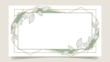 Geometric Frame Adorned with Delicate Botanical Leaves, Perfect for Invitations and Cards