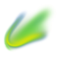 Abstract organic shape with green, blue, and yellow gradient on transparent background