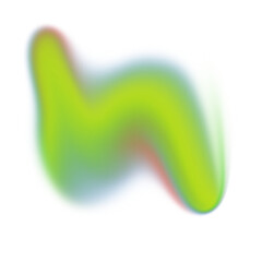 Abstract swirl of neon green, yellow, blue, and red colors blended on transparent background