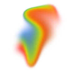 Colorful organic abstract form with vivid red-blue-green gradient on transparent background