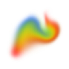 Abstract colorful blob shape with red, blue, yellow, and green gradient on transparent background