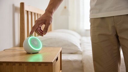 Modern Bedroom Smart Home Tech Visualization 4K Real Estate Homestaging Design AI Natural