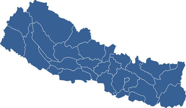 Nepal Map with Regions and Districts