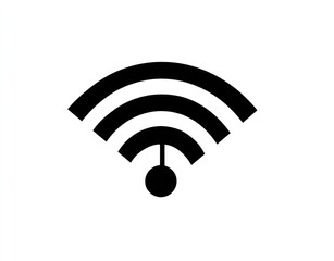 Wireless signal icon.  Black wifi symbol on white background