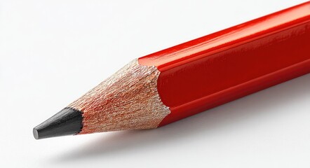Close-up of a sharpened red pencil with a dark gray graphite lead