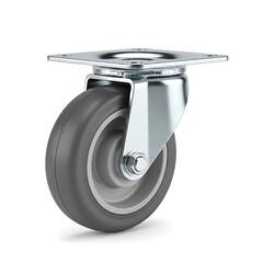 Industrial Swivel Caster Wheel - Durable Gray Rubber for Smooth Mobility.
