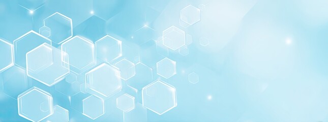 Light blue abstract background with interconnected white, glowing hexagons