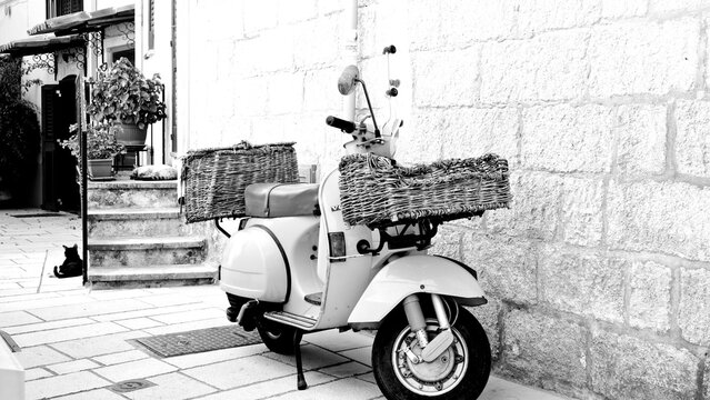 Italia in bianco e nero. Scene di vita tipicamente Italiana Puglia, Salento, Italia