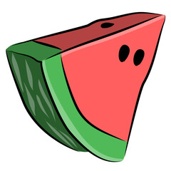 Fresh Slice of Watermelon Fruit with Seeds Vector Illustration