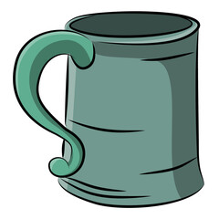 Vintage Ceramic Beer Stein or Large Coffee Mug Vector Illustration