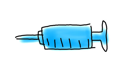 Injection needle hand drawn cartoon