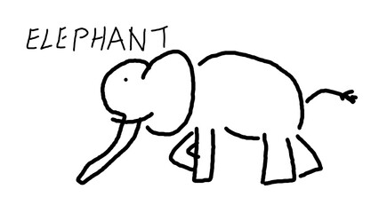 Elephant Hand Drawn Cartoon