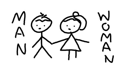 Man Woman hand drawn cartoon