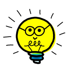 Light bulb idea , hand drawn , icon cartoon , white background