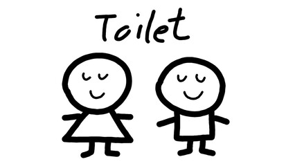 Toilet Sign Funny Kids Hand Drawn , Icon Cartoon , White Background