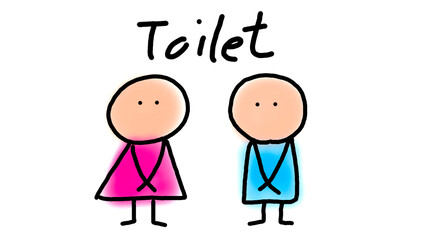 Toilet Sign Funny Kids Hand Drawn , Icon Cartoon , White Background