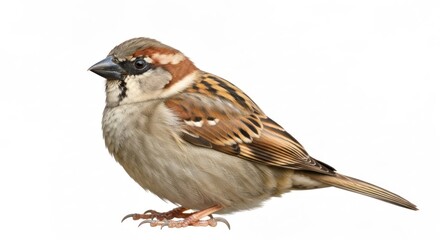 Side view of a small, light-brown bird
