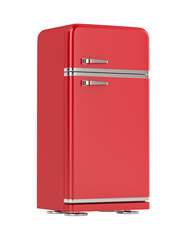 Retro red refrigerator on white background. Isolated 3D illustration