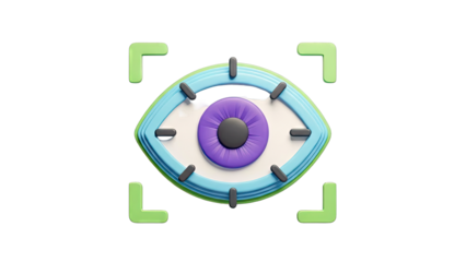 3D Stylized Eye Icon with Targeting Reticle