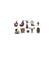 Circus Core Silhouette of Person in Whimsical Furniture for Playful Interior Design and Maximalist Home Aesthetic 2026 Trend Concept Vector