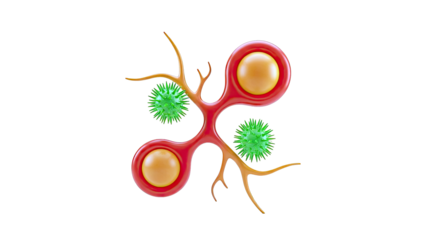 Abstract biological structure with viruses