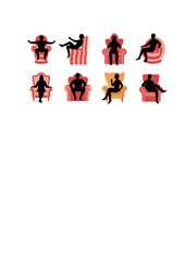 Circus Core Silhouette of Person in Whimsical Furniture for Playful Interior Design and Maximalist Home Aesthetic 2026 Trend Concept Vector