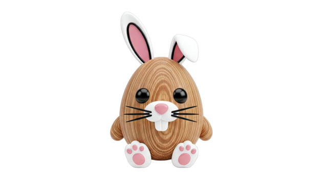 Cute Wooden Easter Bunny Egg - Powered by Adobe