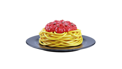 Spaghetti with Marinara Sauce on a Black Plate