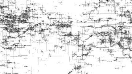 Naklejka premium Black and white abstract network of lines and dots forming a dense pattern 1