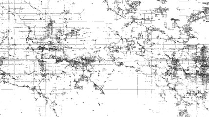 Obraz premium Black and white abstract grid pattern with scattered dots and lines background texture